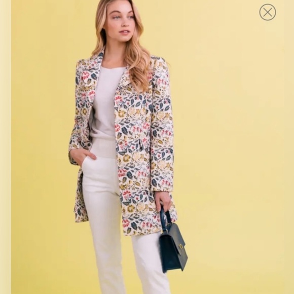 Gal Meets Glam Sabrina Floral Jacquard Coat Size XS - Picture 7 of 9